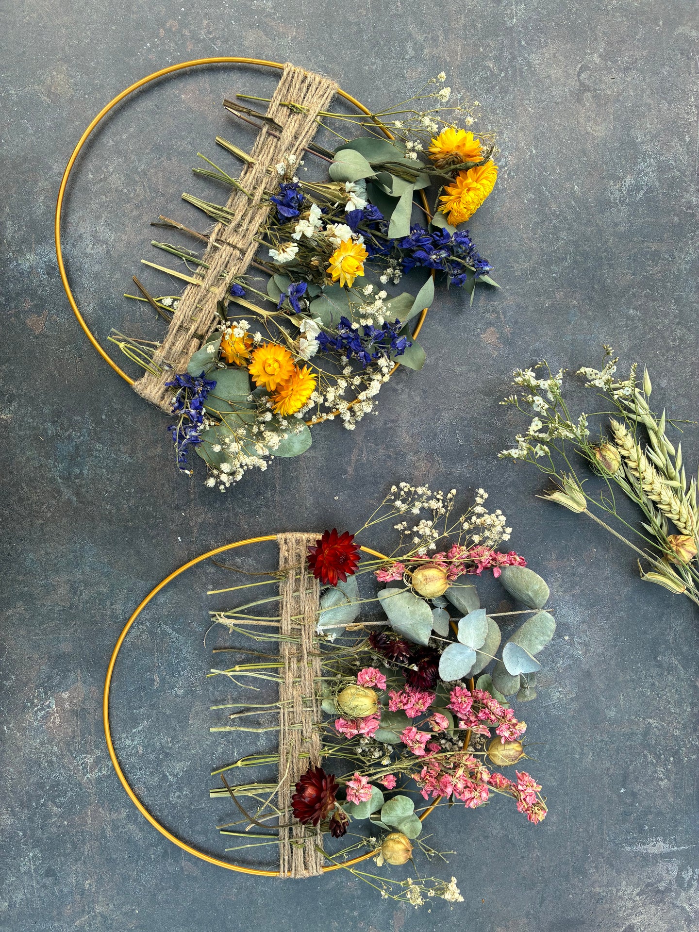 Dried flower embroidery rings